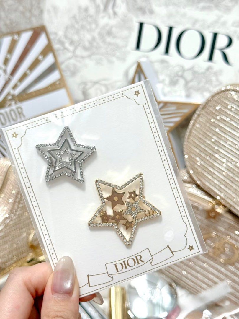 Dior Gold and Silver Star Hair Clips Set DIOR novelty hair accessories hair elastic set Christian  main image 2