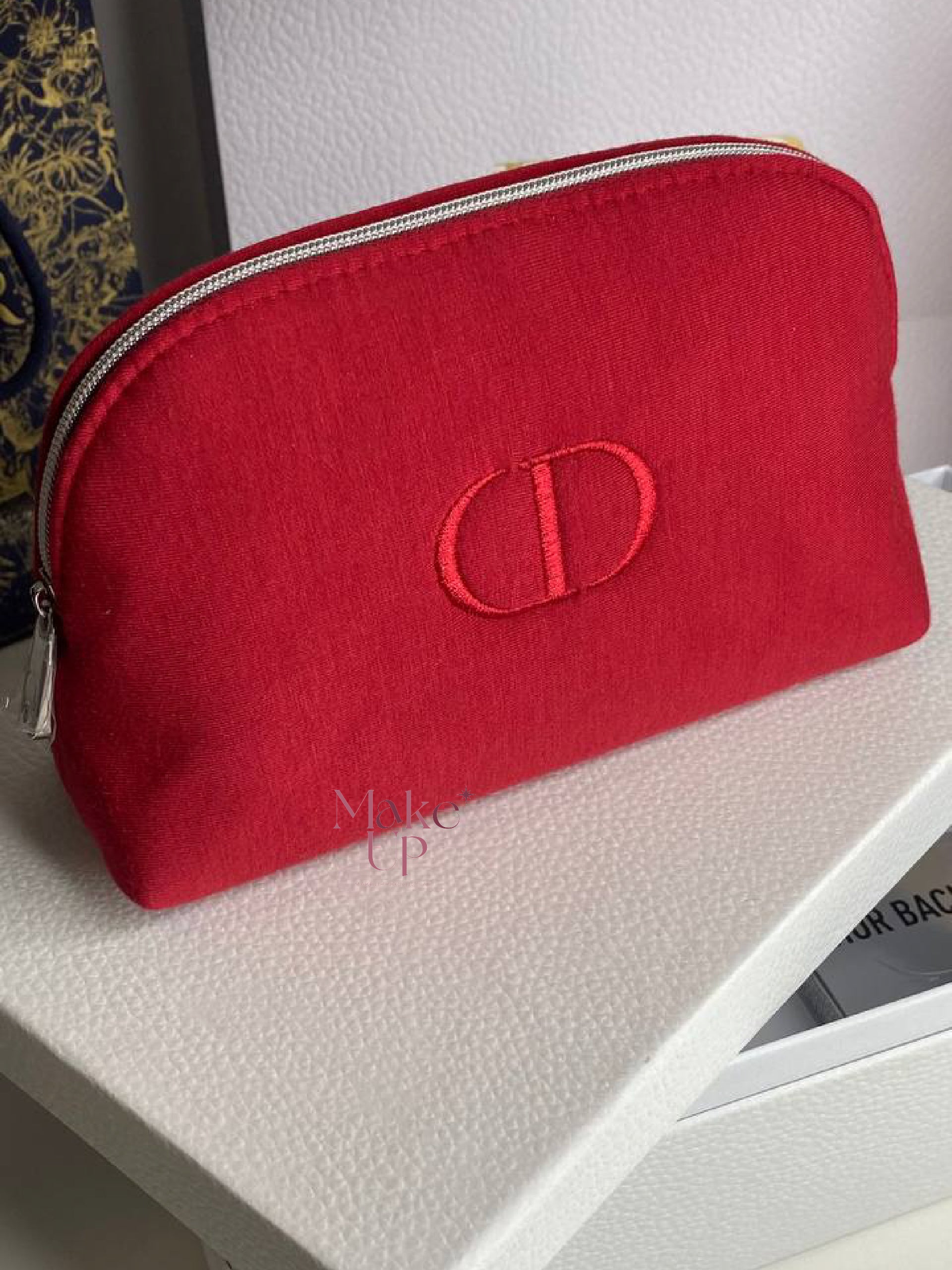 DIOR red Makeup bag, red lipstick, store serum, lipstick samples, perfugift package