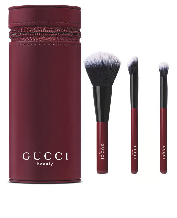 Red Case & Mini Makeup Brush Set