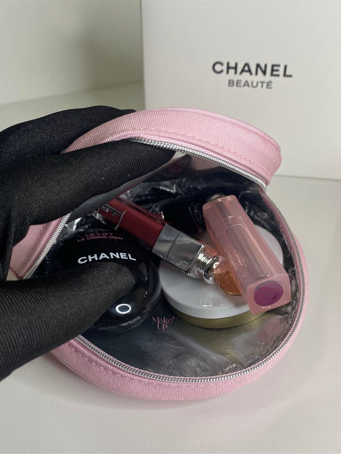 Chanel Baby Pink Round Makeup Bag/Pouch