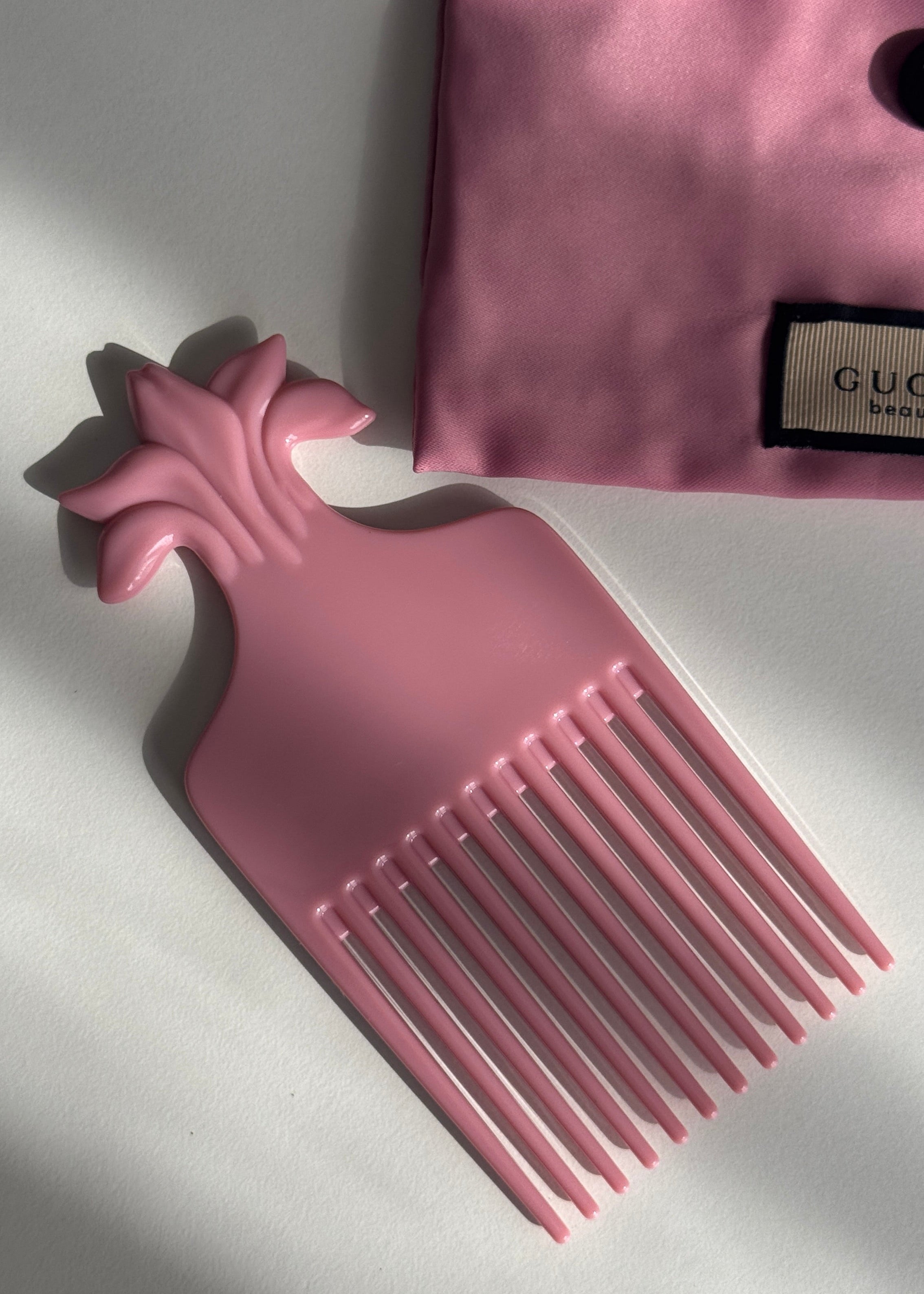 Pink Hair Comb & Floral Pouch