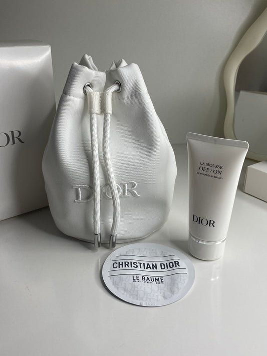 Dior White Makeup/Skincare Pouch With Skincare Gift