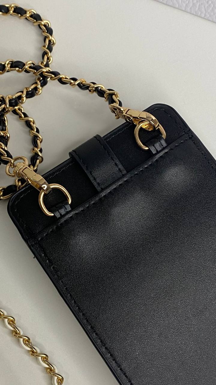 Chanel Phone Holder Crossbody Bag - Black