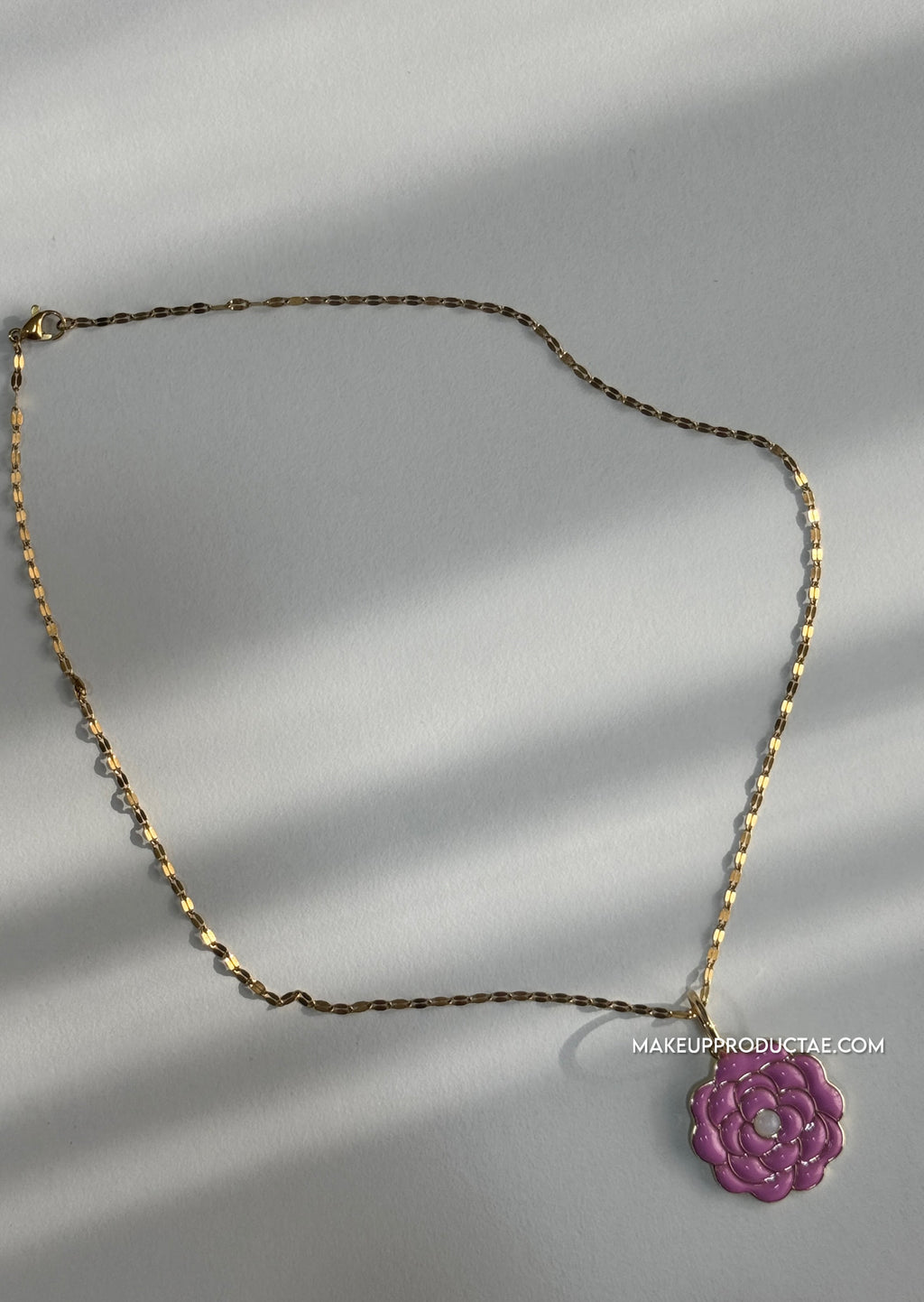 Pink Camellia Charm Necklace
