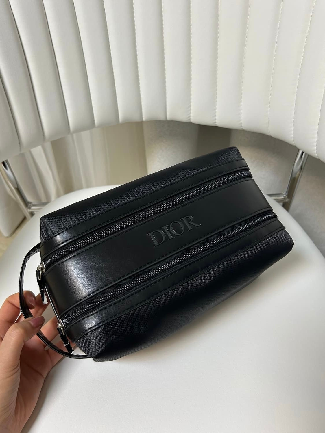 Dior Toiletry double zip Pouch (Black)