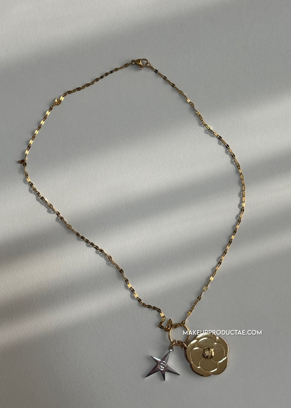 Camellia Charm Necklace Gold & Silver