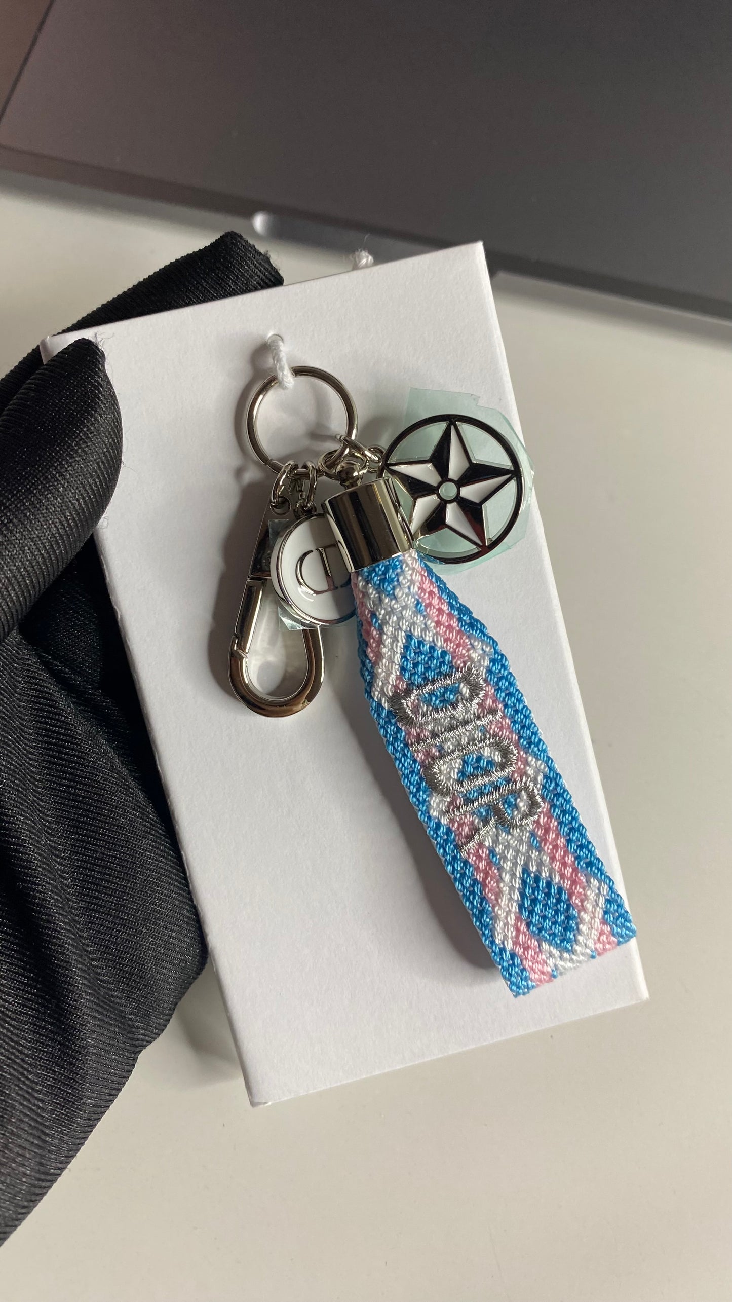 Dior keychain (Blue, Pink, & White)