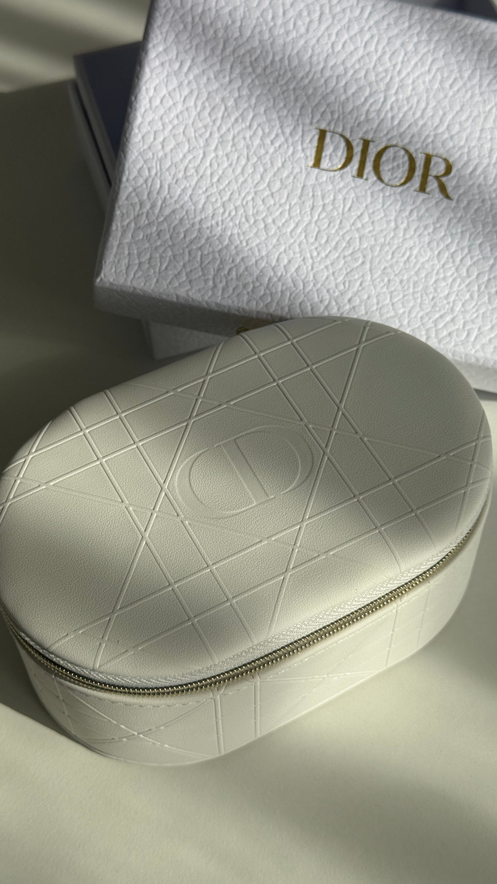 Off-White Travel Vanity Case with Mirror