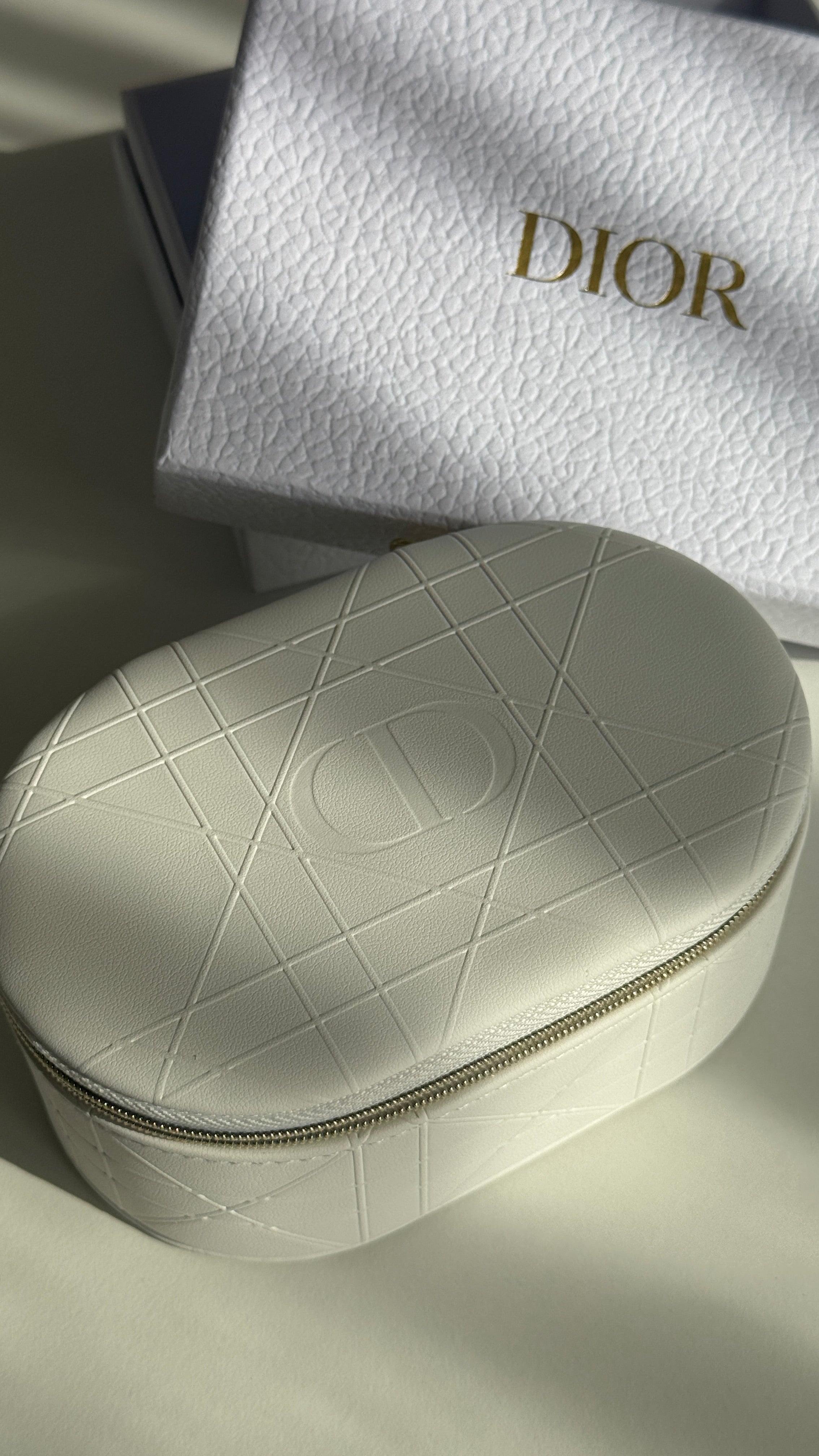 Off-White Travel Vanity Case with Mirror