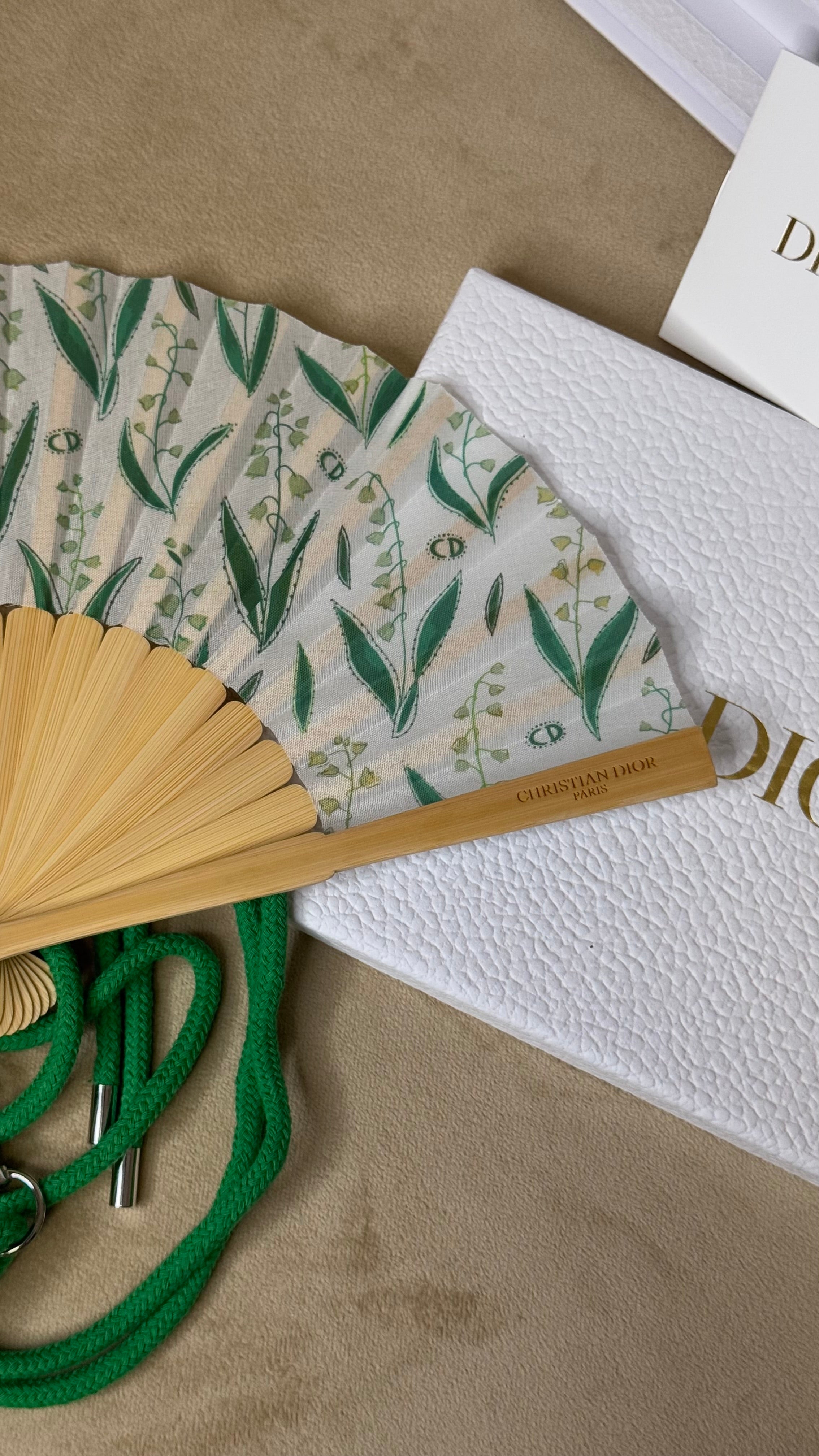 Dior Folding Fan LUCKY with Green Strap 2024