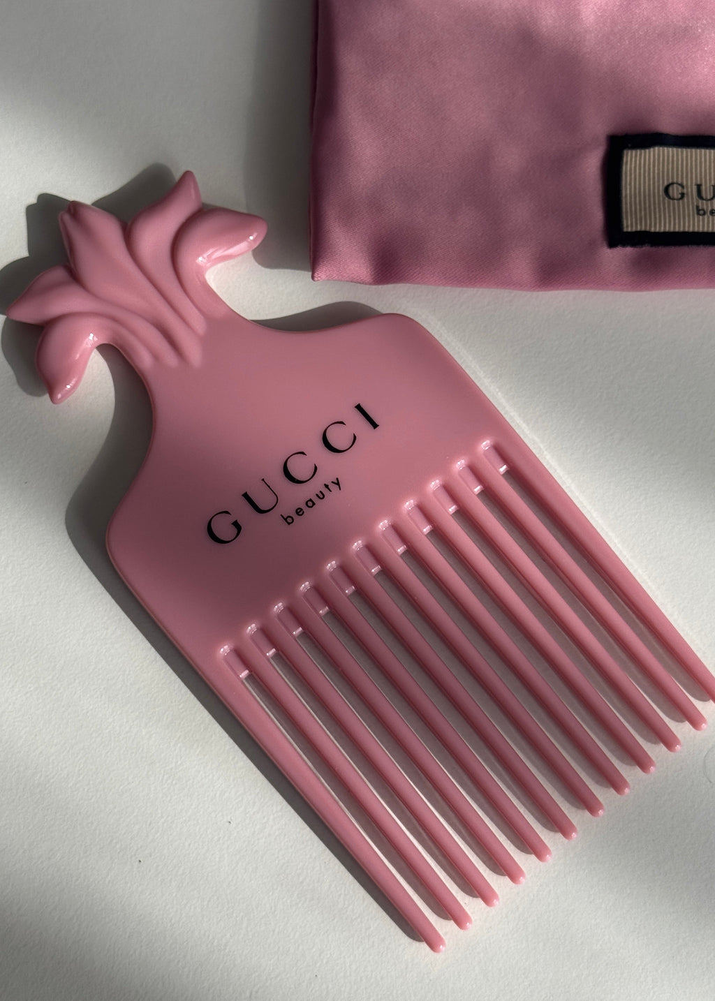 Pink Hair Comb & Floral Pouch