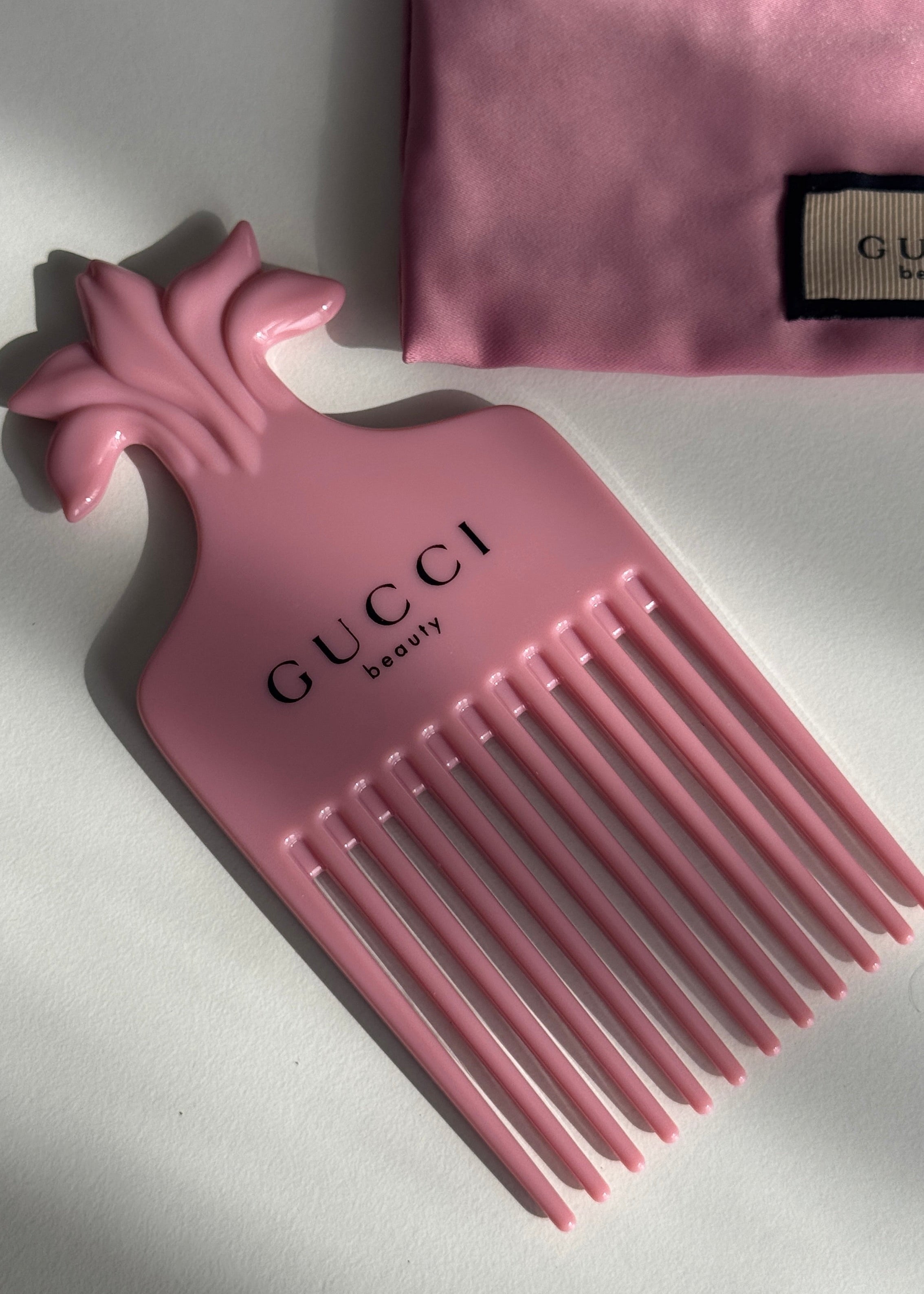 Pink Hair Comb & Floral Pouch