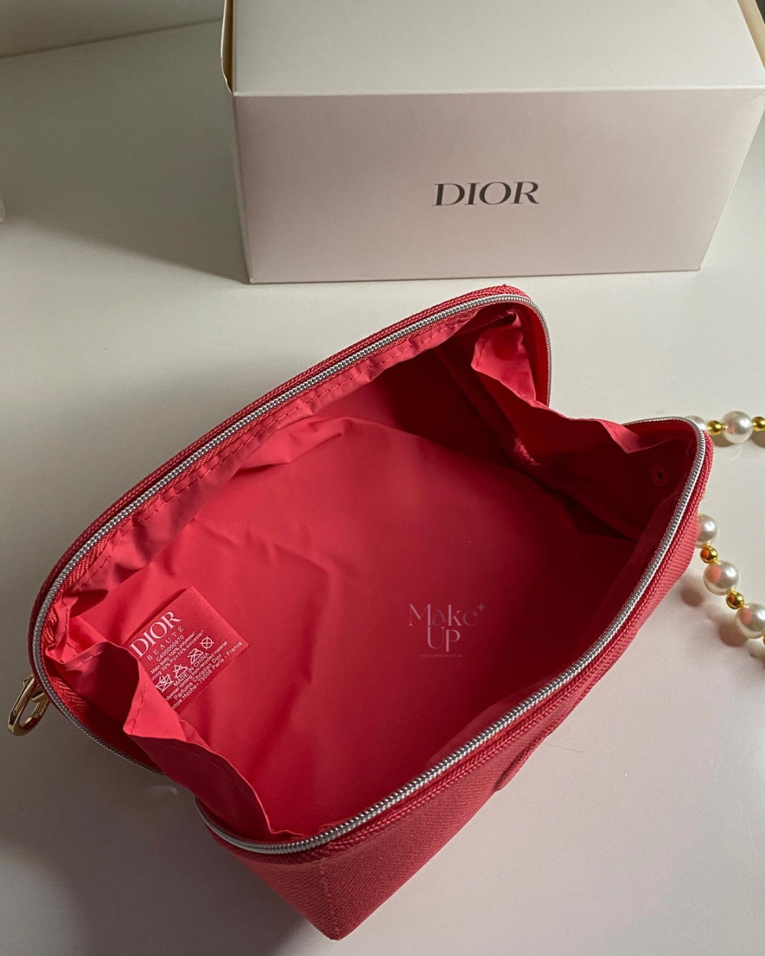 Dior Denim Red Pink CD Logo Bag with Strap