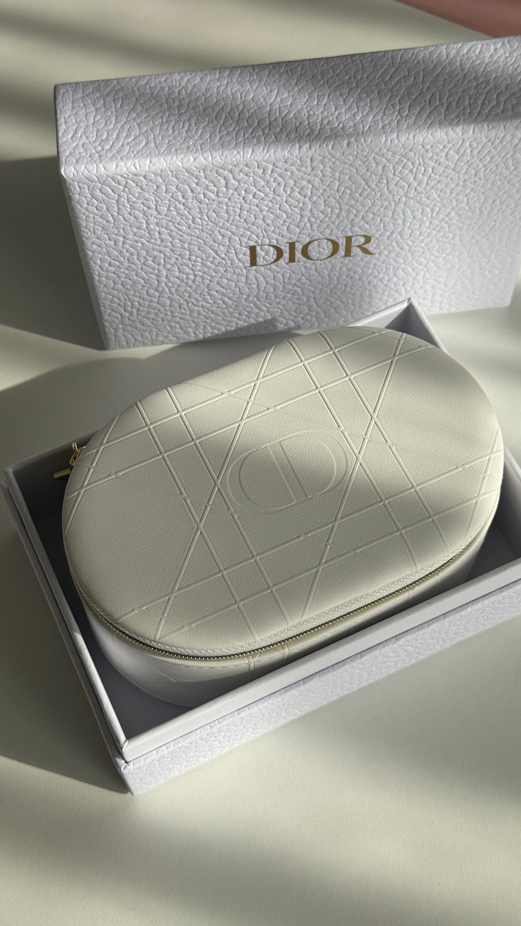 Off-White Travel Vanity Case with Mirror