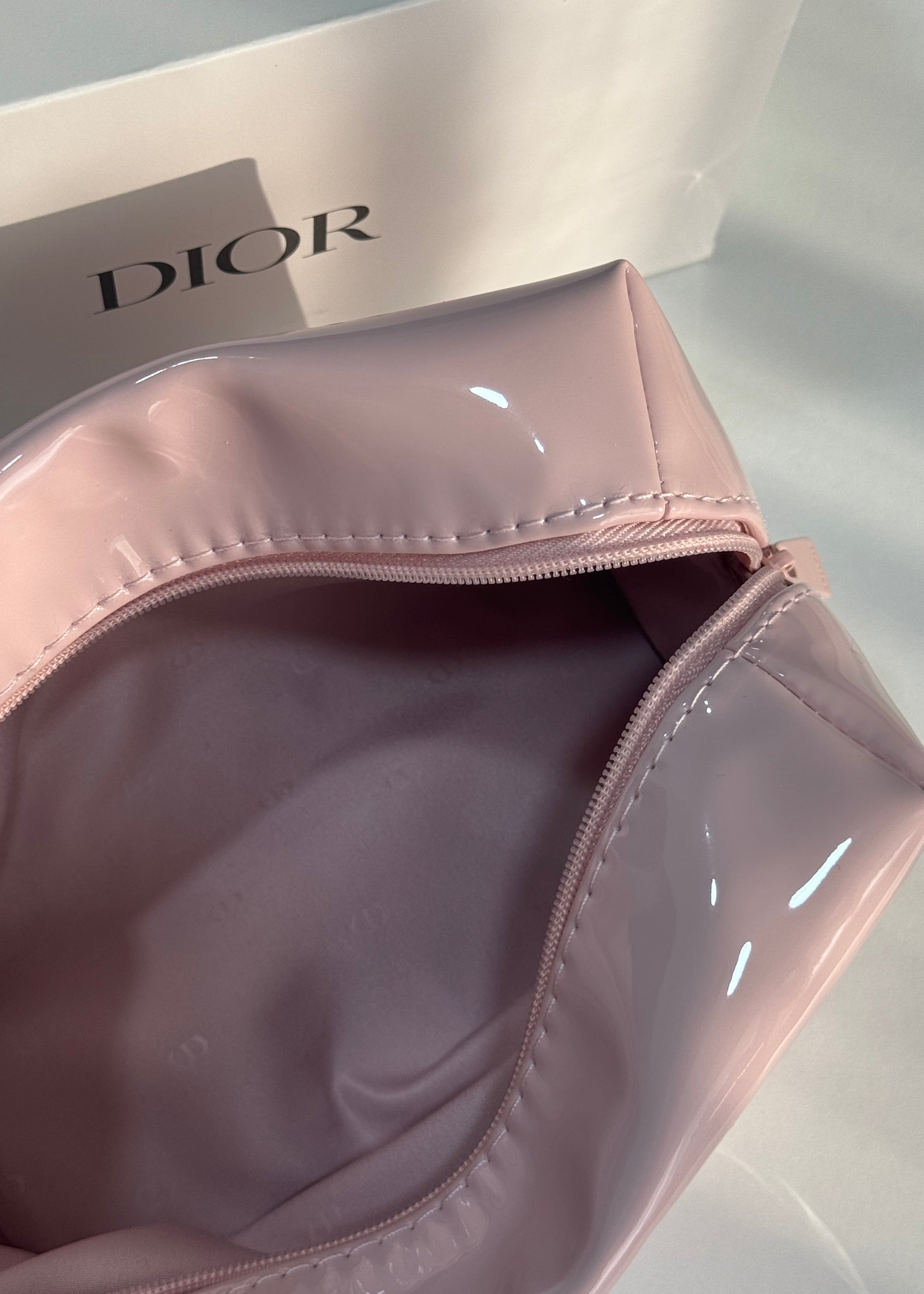 CD Pink Glossy Makeup Bag