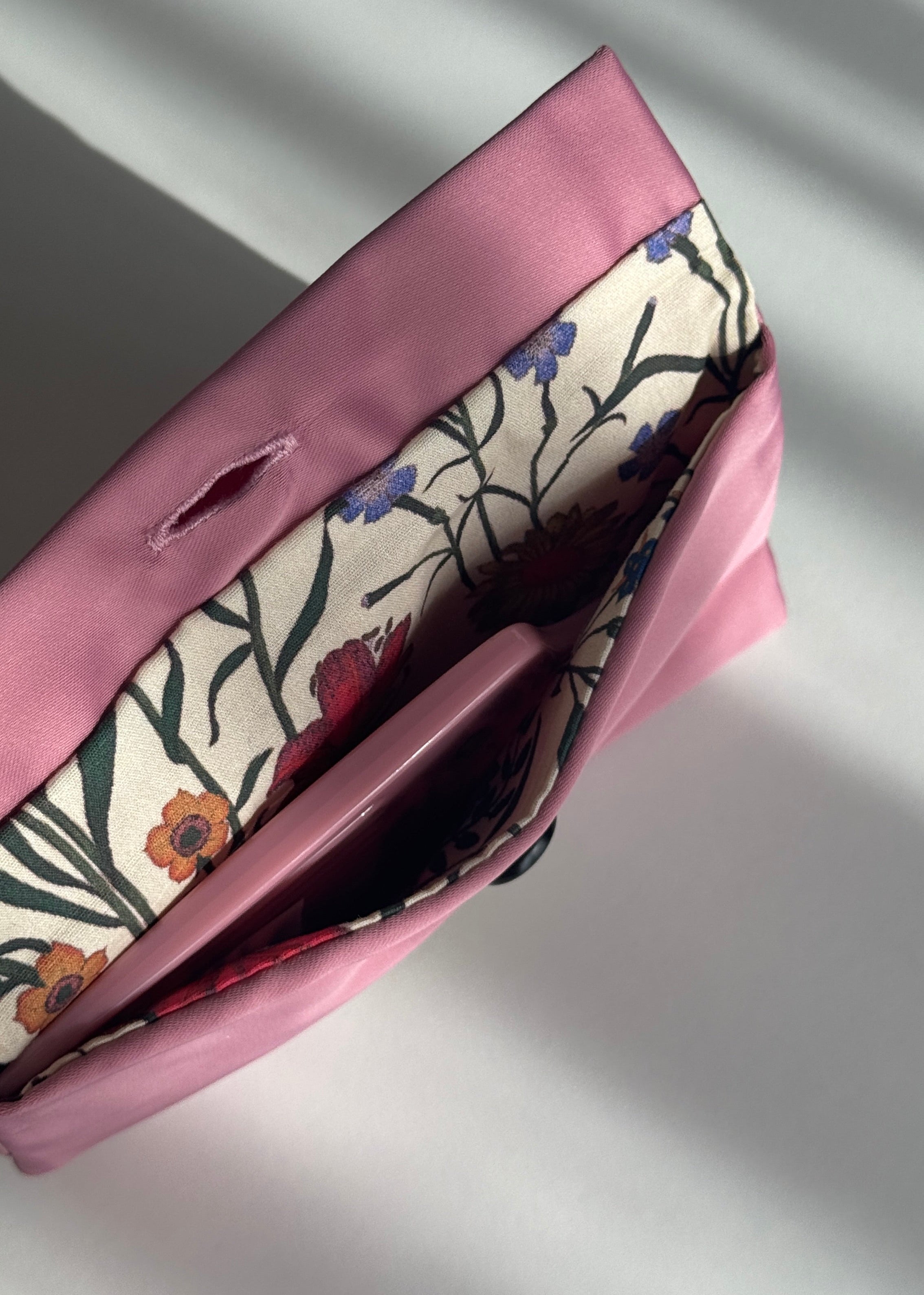 Pink Hair Comb & Floral Pouch