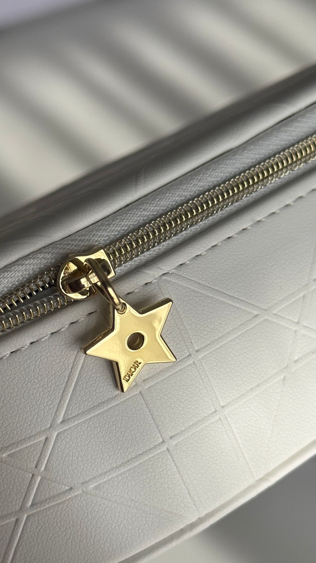 Off-White Travel Vanity Case with Mirror