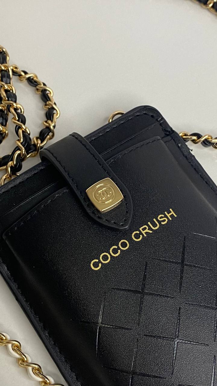 Chanel Phone Holder Crossbody Bag - Black