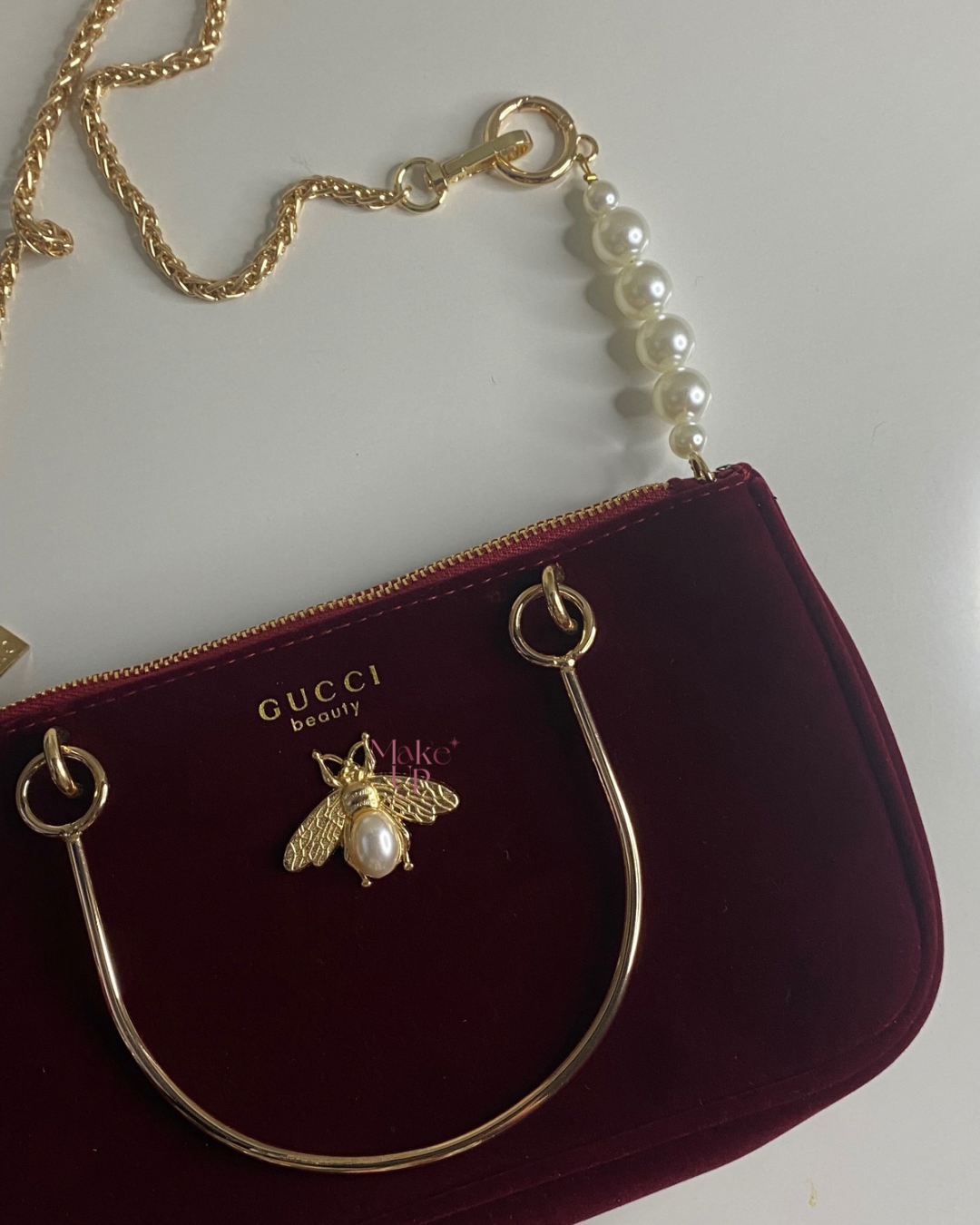 Gucci Velvet Bag Maroon With Strap