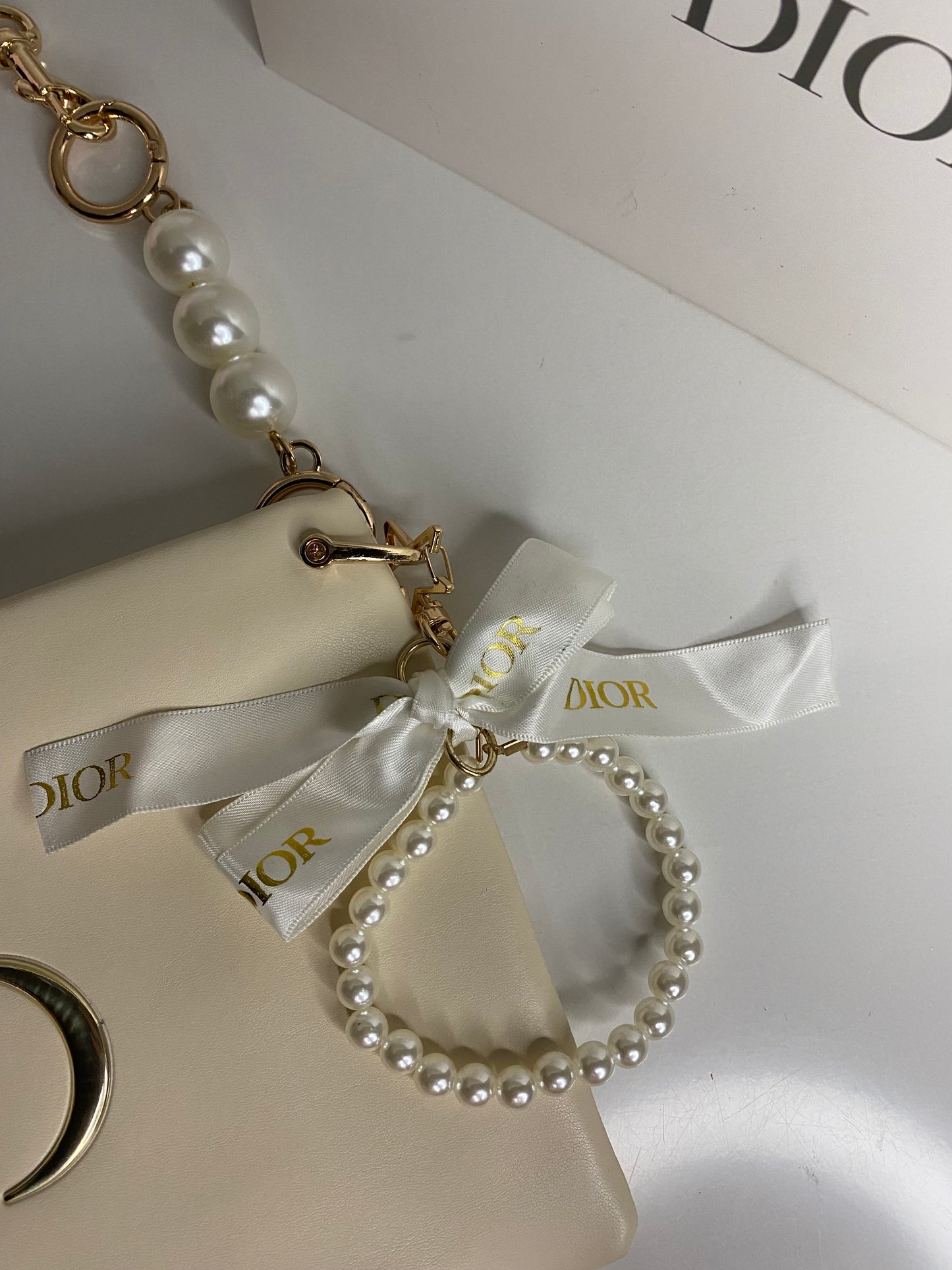 Dior CD Bag With Gold-Pearl Strap & Additional Accessories