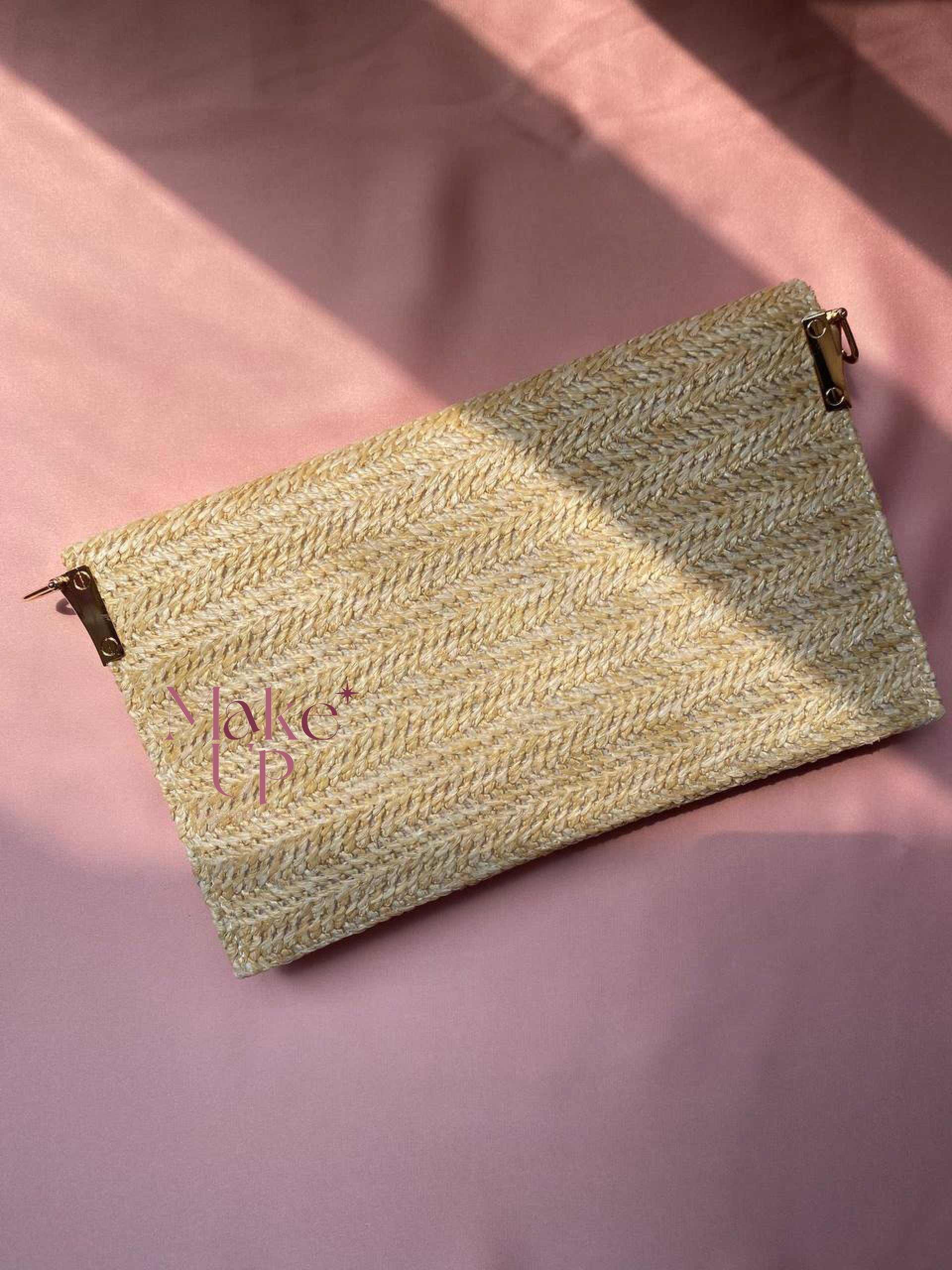 Dior raffia Clutch Bag (Pouch) With Pearl Strap