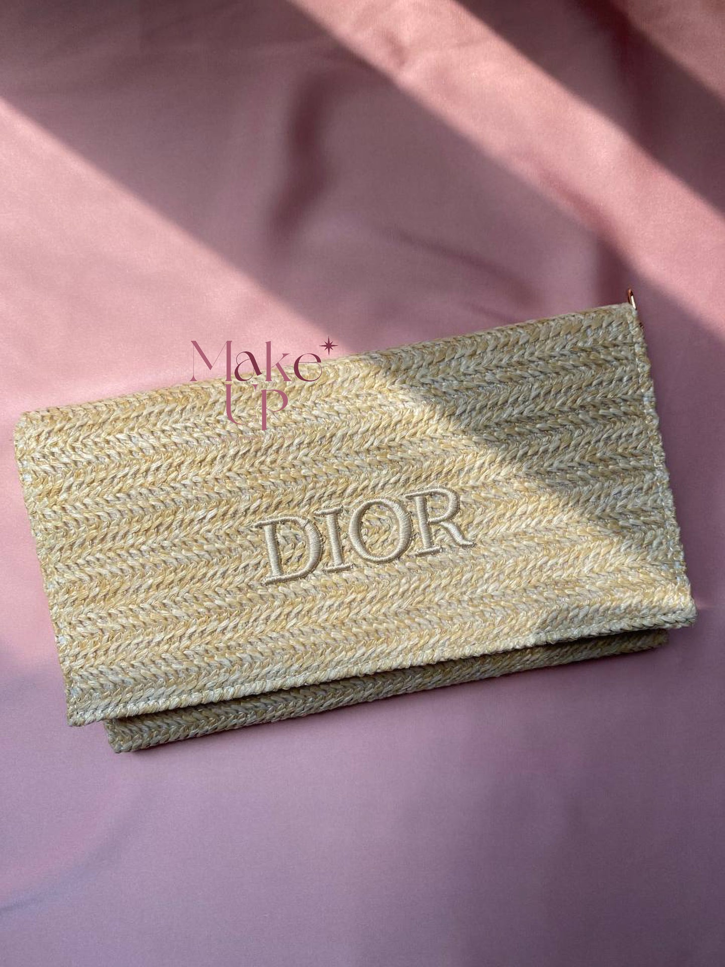 Dior raffia Clutch Bag (Pouch) With Pearl Strap
