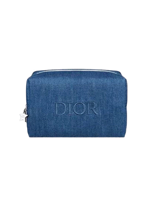 Dior Pouch vanity Denim fabric with silver strap