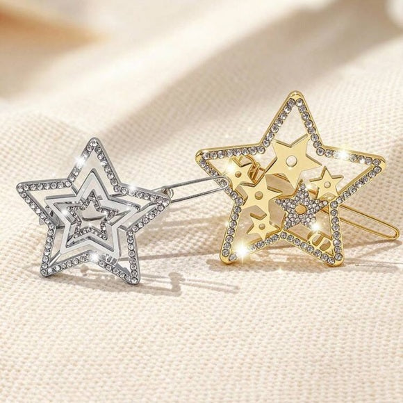 Gold and Silver Star Hair Clips 2025