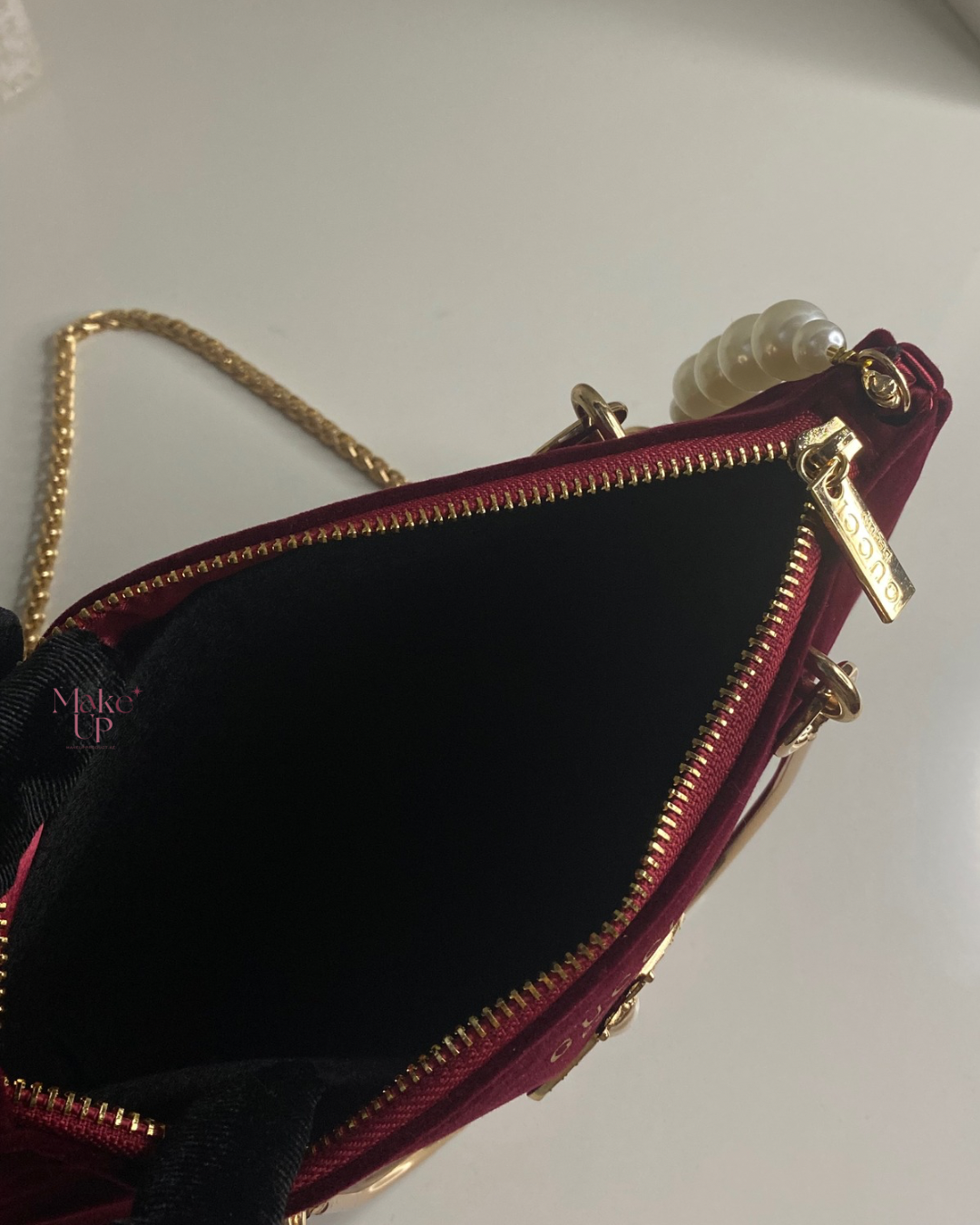 Gucci Velvet Bag Maroon With Strap