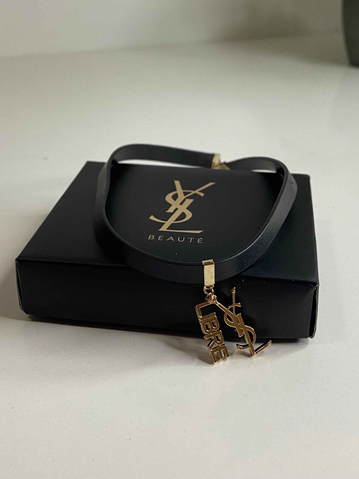 YSL Bracelet Necklace Choker Jewelry Black Gold