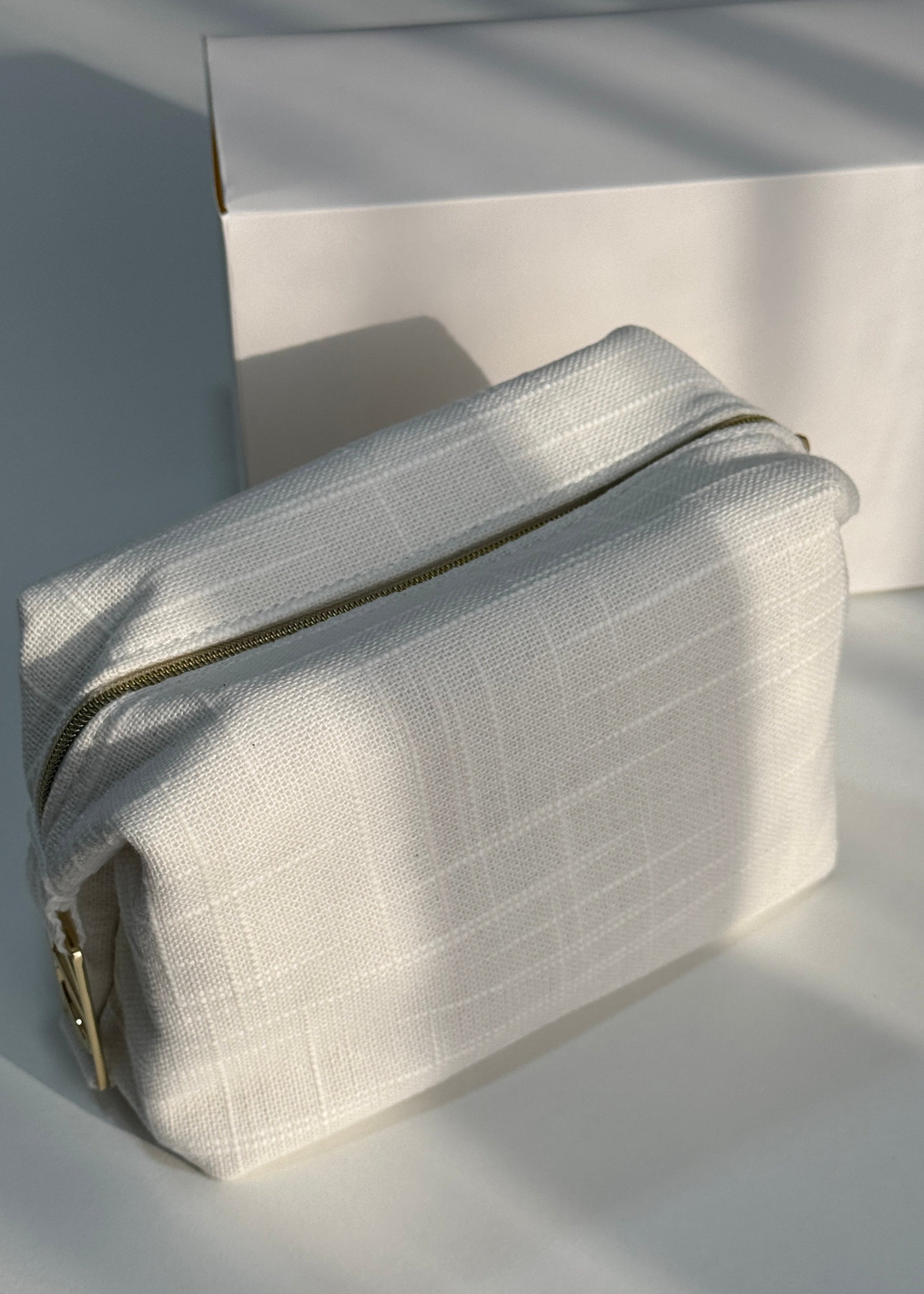White Canvas Makeup Pouch