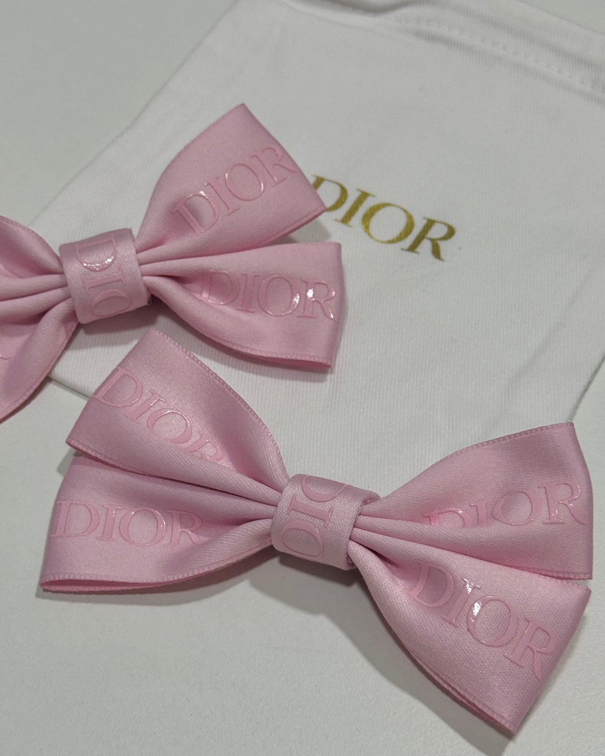 Dior Beauty Pink Satin Bow Hair Clip Set