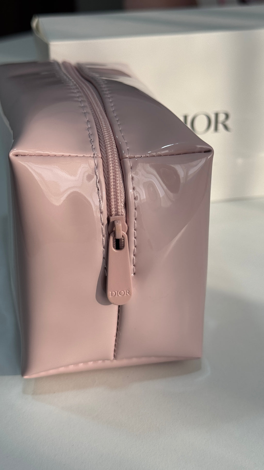 CD Pink Glossy Makeup Bag