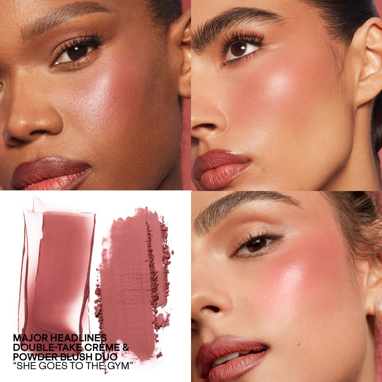 Major Headlines Double-Take Crème & Powder Blush Duo / She Goes To The Gym - cool mauve rose