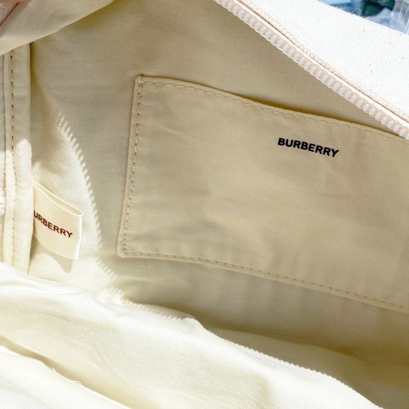 Burberry Canvas Embossed Logo Pouch - Cream