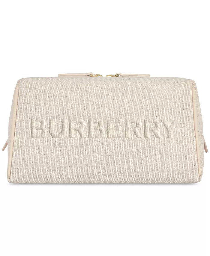 Burberry Canvas Embossed Logo Pouch - Cream