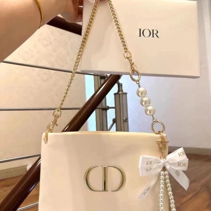 Dior CD Bag With Gold-Pearl Strap & Additional Accessories