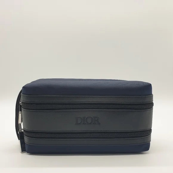 Dior Toiletry double zip Pouch (Navy)
