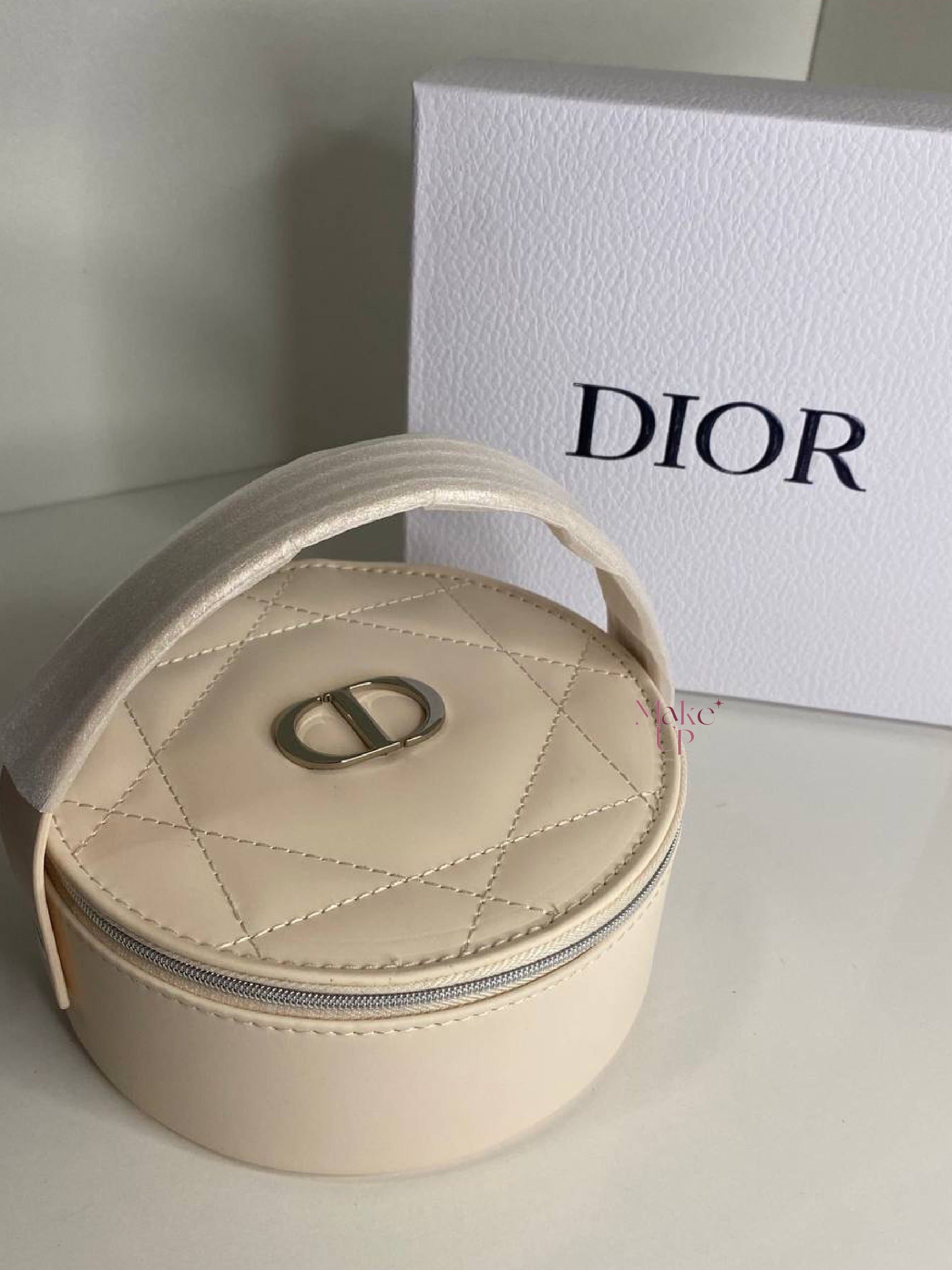 Dior cosmetic hotsell pouch with silver tone chain