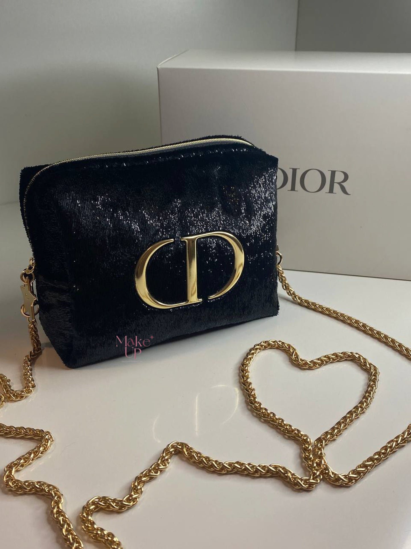 Dior CD Shiny Bag With Long Gold Strap (S Size)