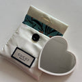 Pearlescent Heart Mirror with Silky Pouch