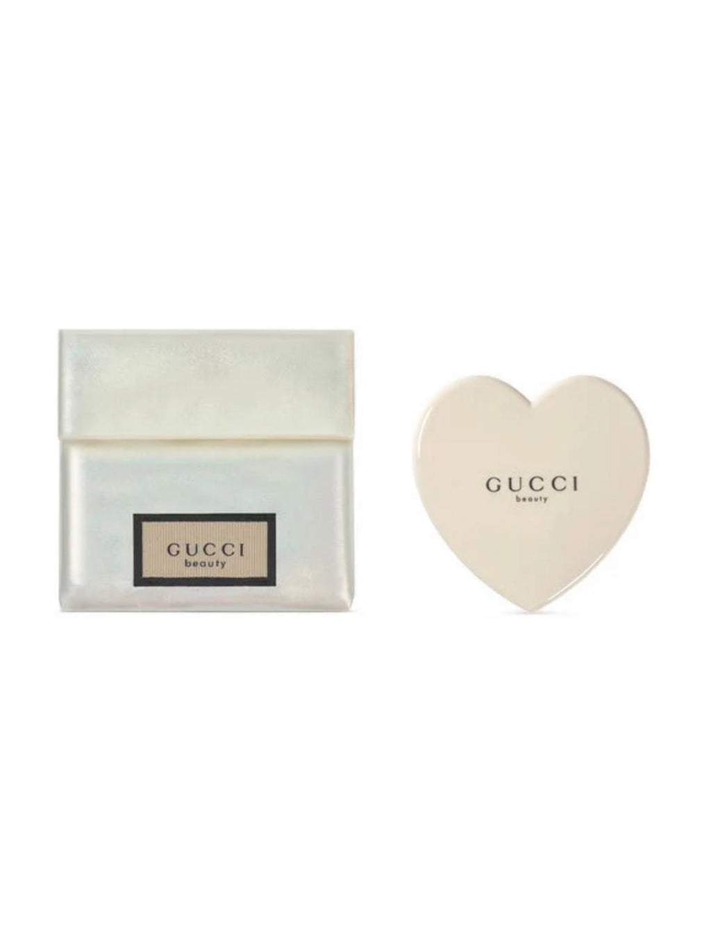 Pearlescent Heart Mirror with Silky Pouch