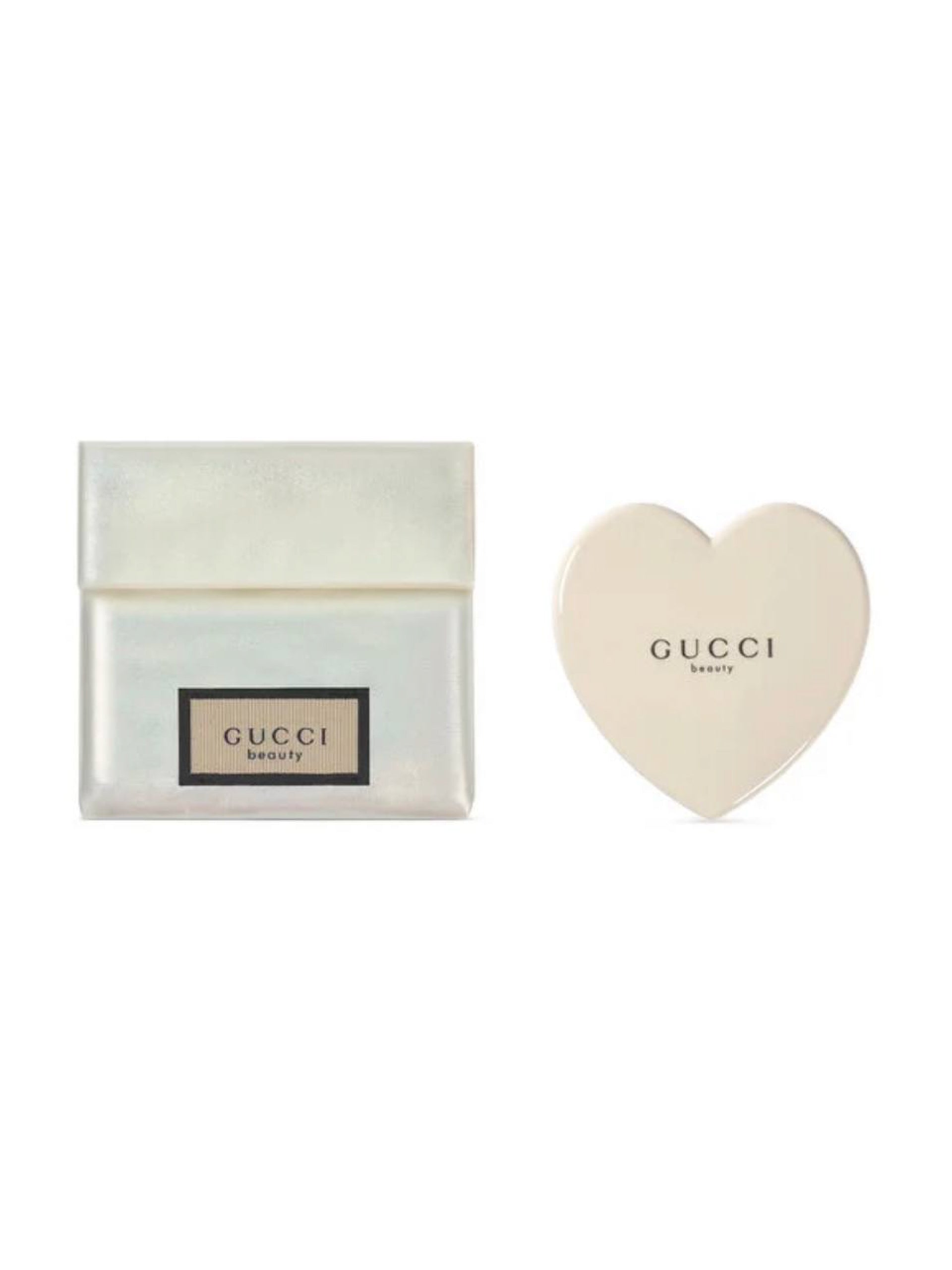 Pearlescent Heart Mirror with Silky Pouch