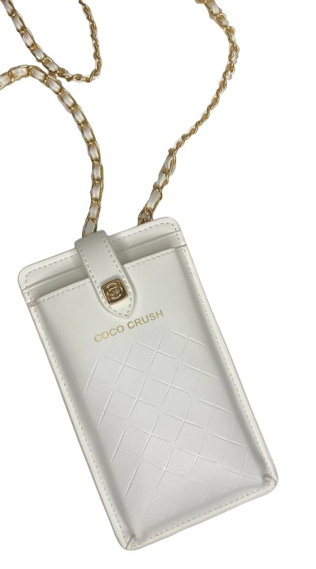 Chanel Phone Holder Cross body Bag - White