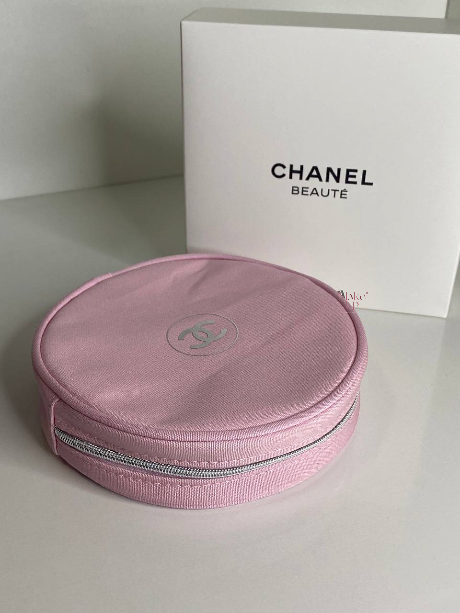 Chanel Baby Pink Round Makeup Bag Pouch