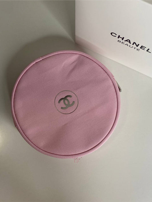 Chanel Baby Pink Round Makeup Bag/Pouch