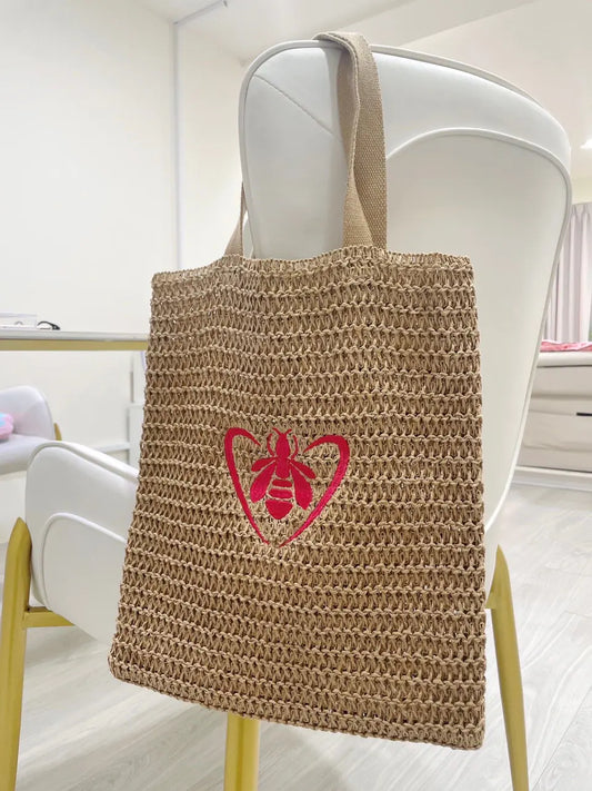 Guerlain Raffia Woven Cotton Handle Bag